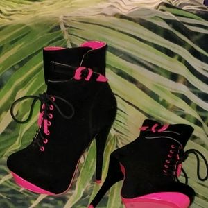 High heeled platform ankle boots